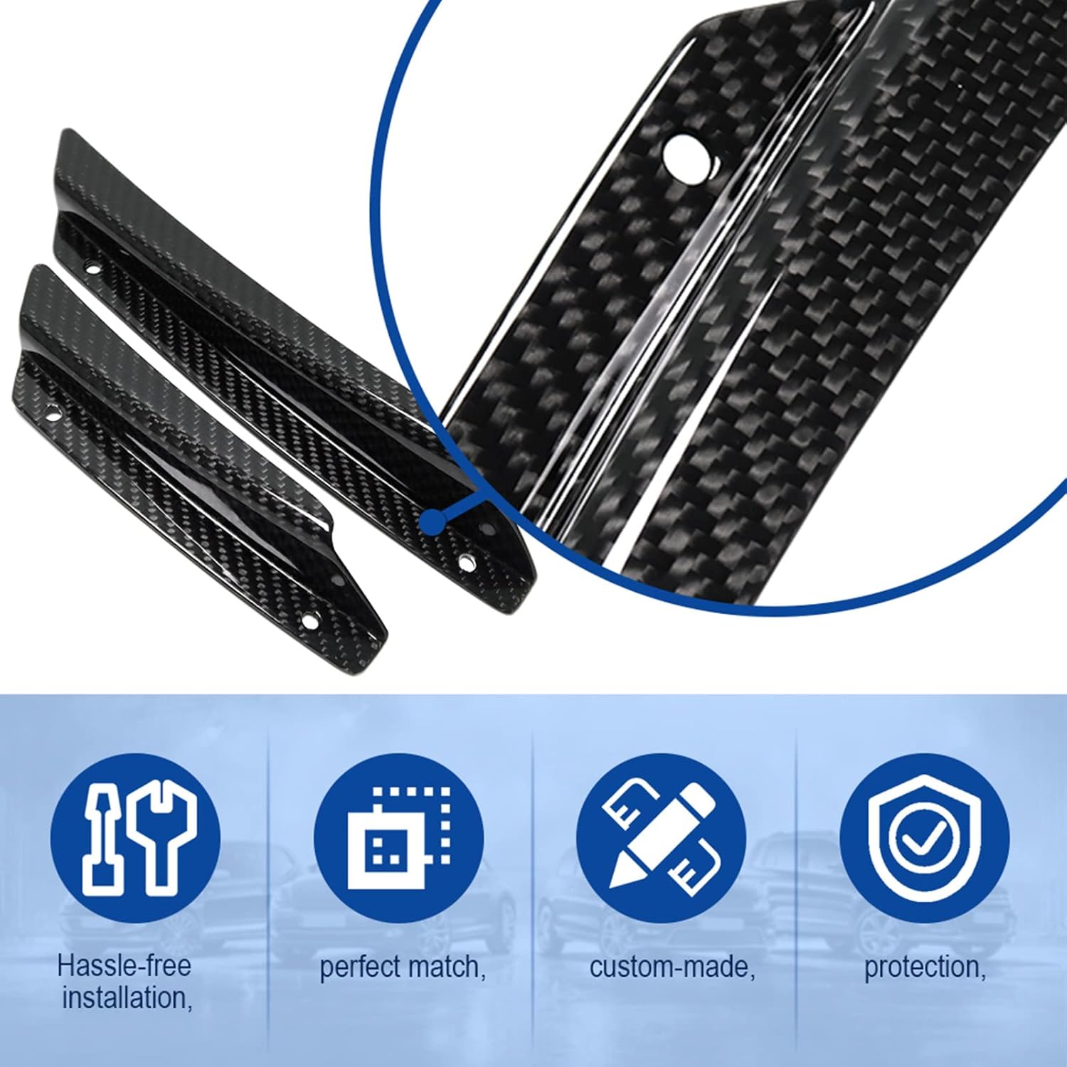 4pcs Front Side Body Bumper Canards Trim for 2020 2021 Chevrolet Corvette C8, Genuine Carbon Fiber C40188