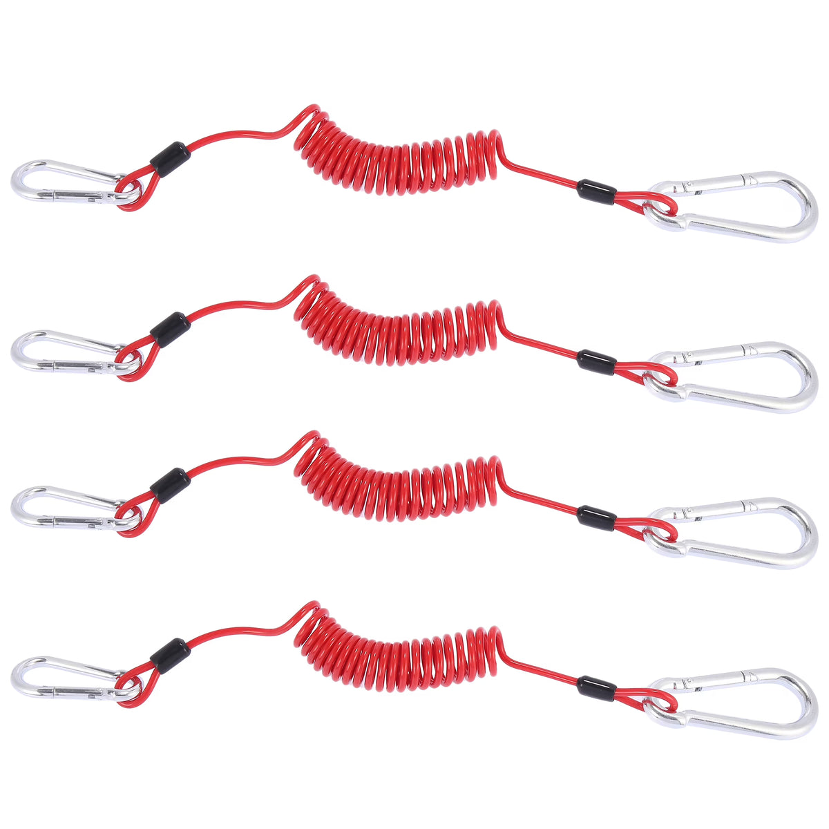 4pcs RV Trailer Breakaway Brake Cable Spring Towing Coiled Wire Extend to 6ft Strap E32523