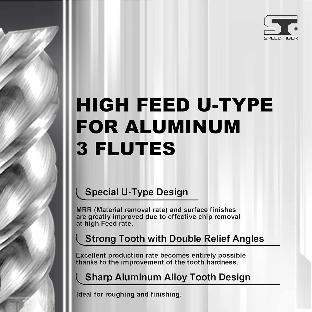 Carbide Square End Mill for Aluminum, 3 Flute, 5/8 L767319