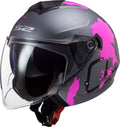 Black-Pink XL Jet Helmet Q824