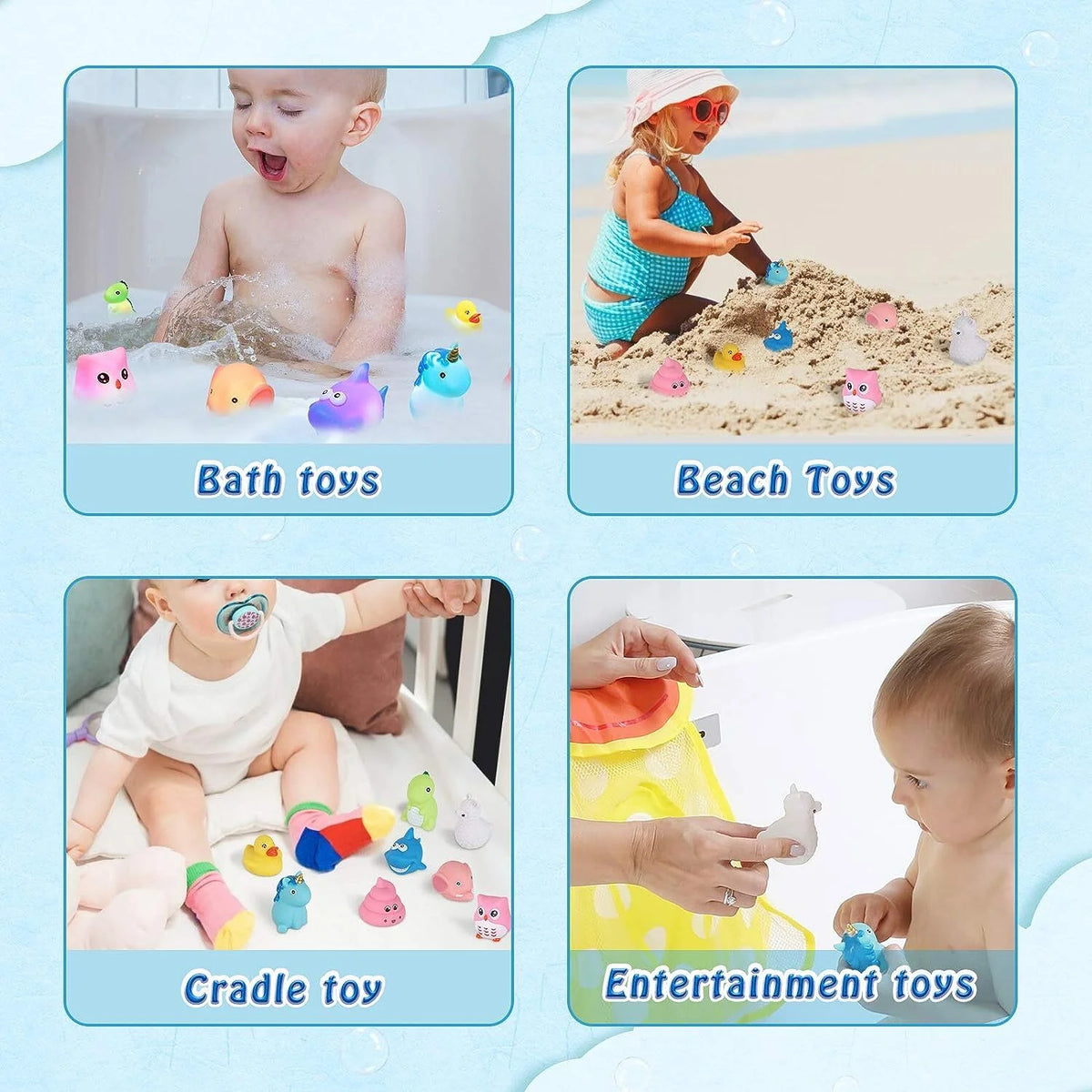 LED Light Baby Bath Toys Set with Storage Bag O274
