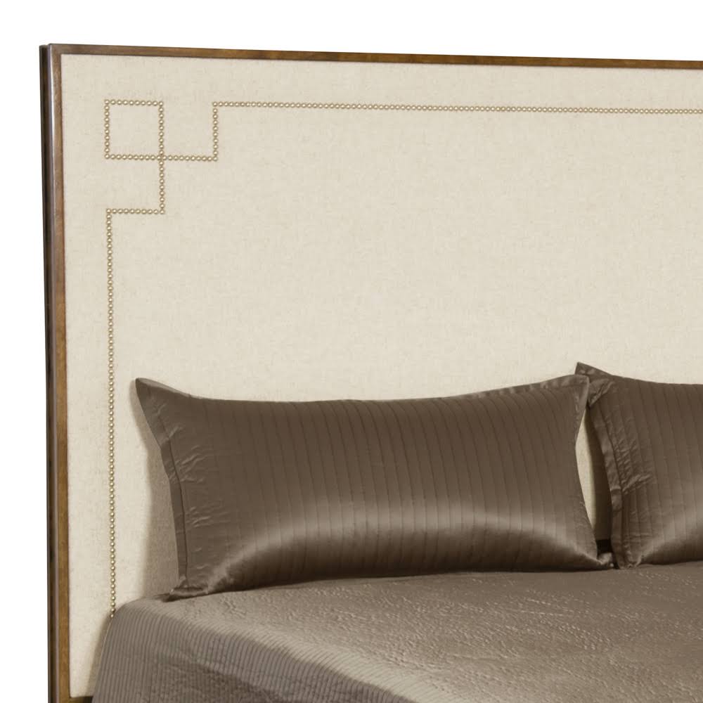 Dark Caramel Queen Upholstered Panel Bed Y3956