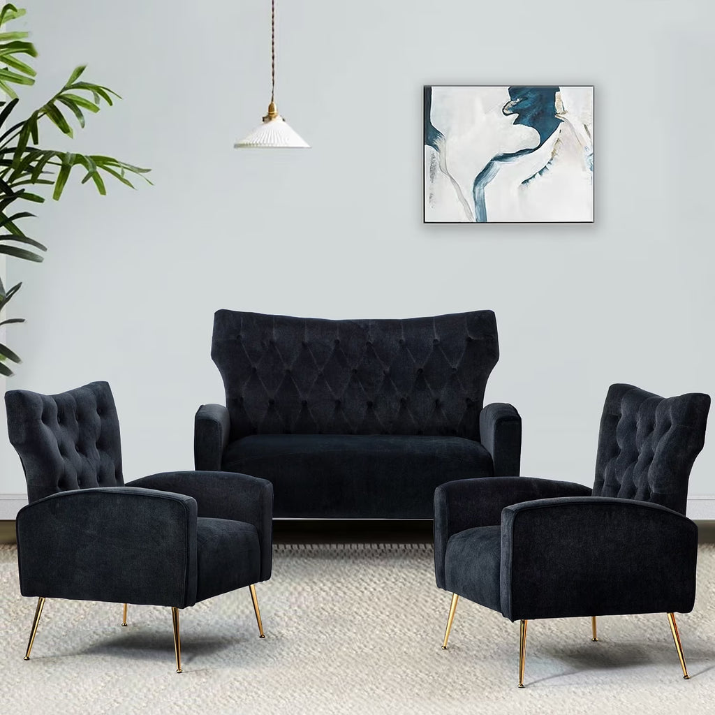 Black Tufted Back Loveseat P109584