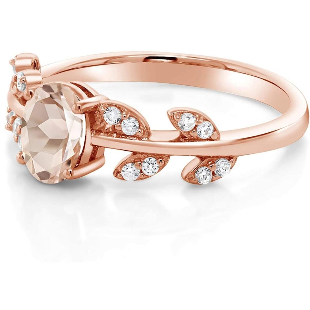 1 Ct Oval Morganite & Diamond Vine Ring in 14k Rose Gold Z97782