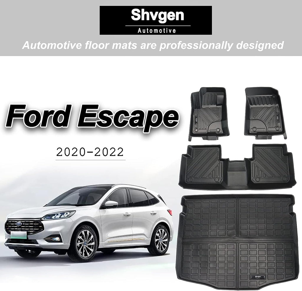 Black 2 Rows Car Floor Mats and Cargo Liner Set N7328