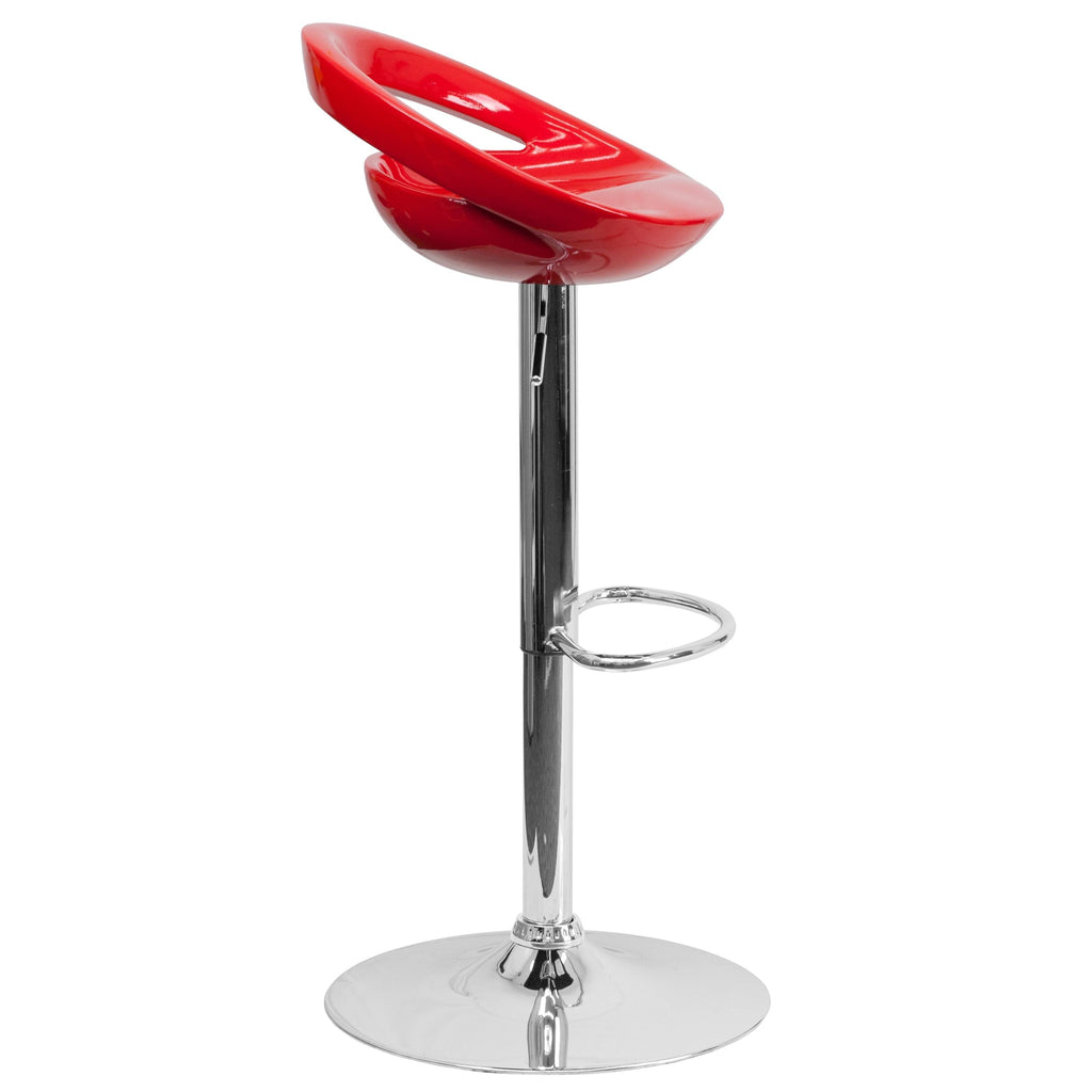 Silver Plastic Adjustable Height Barstool with Chrome Base X63759