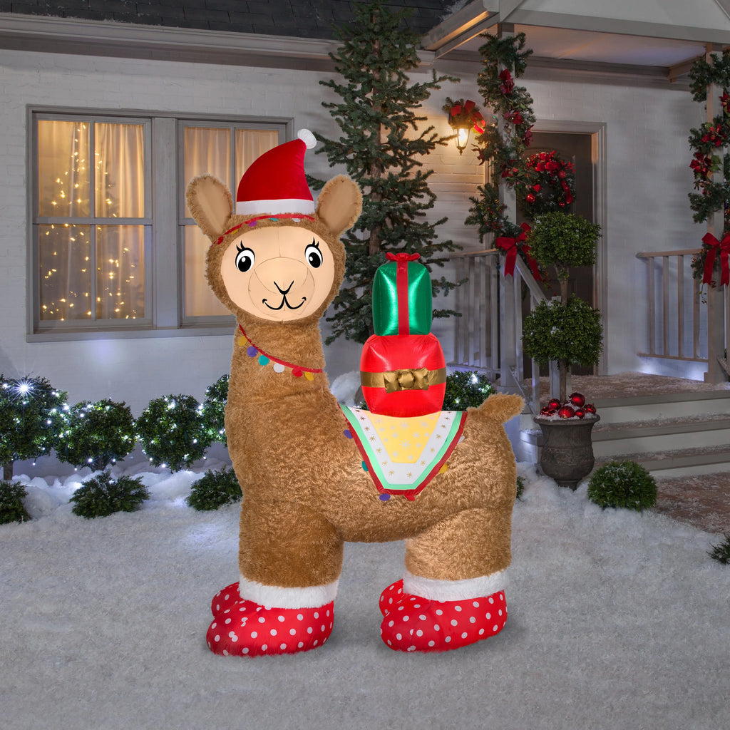 7FT Pre-Lit LED Airblown Alpaca Christmas Inflatable D84857