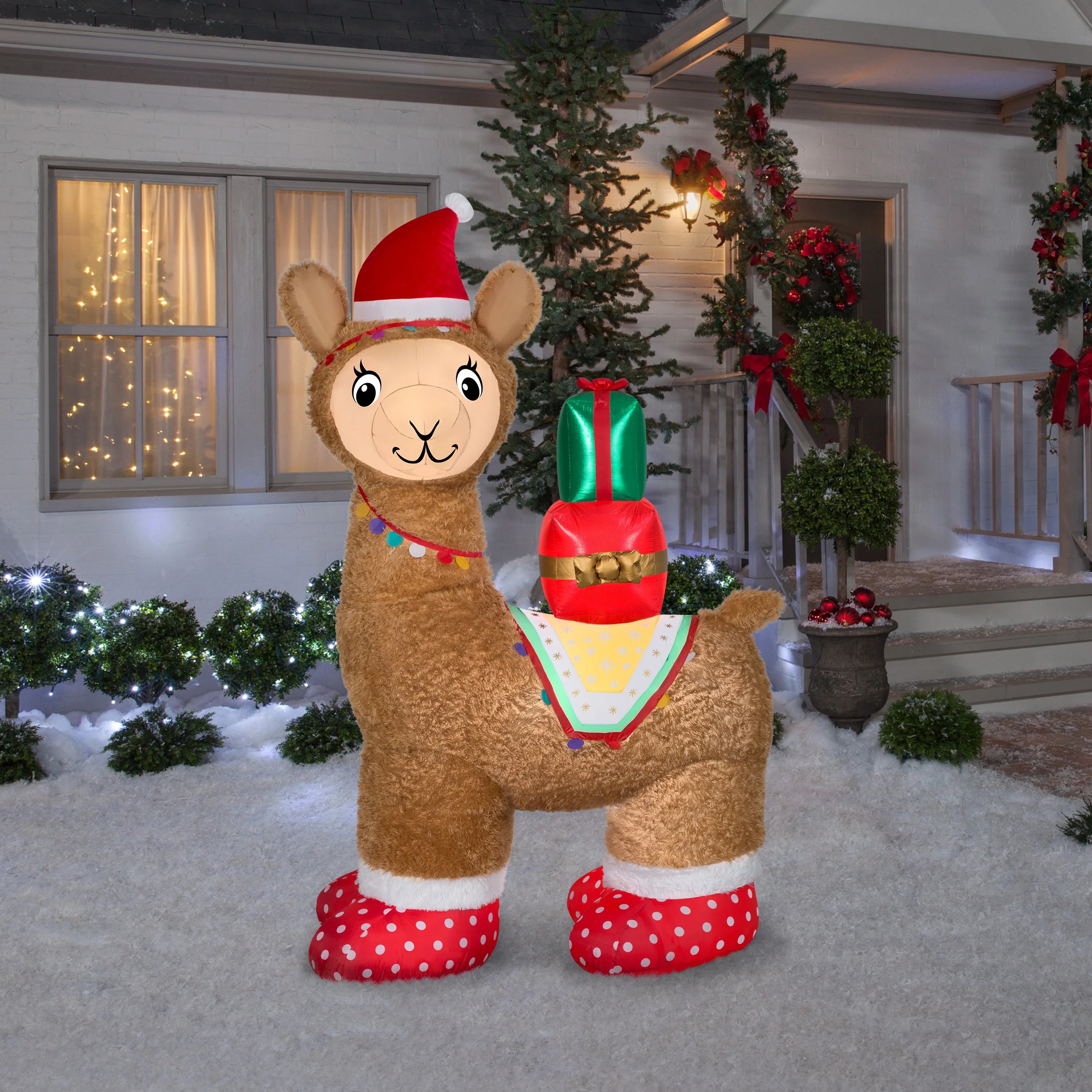 7FT Pre-Lit LED Airblown Alpaca Christmas Inflatable D84857