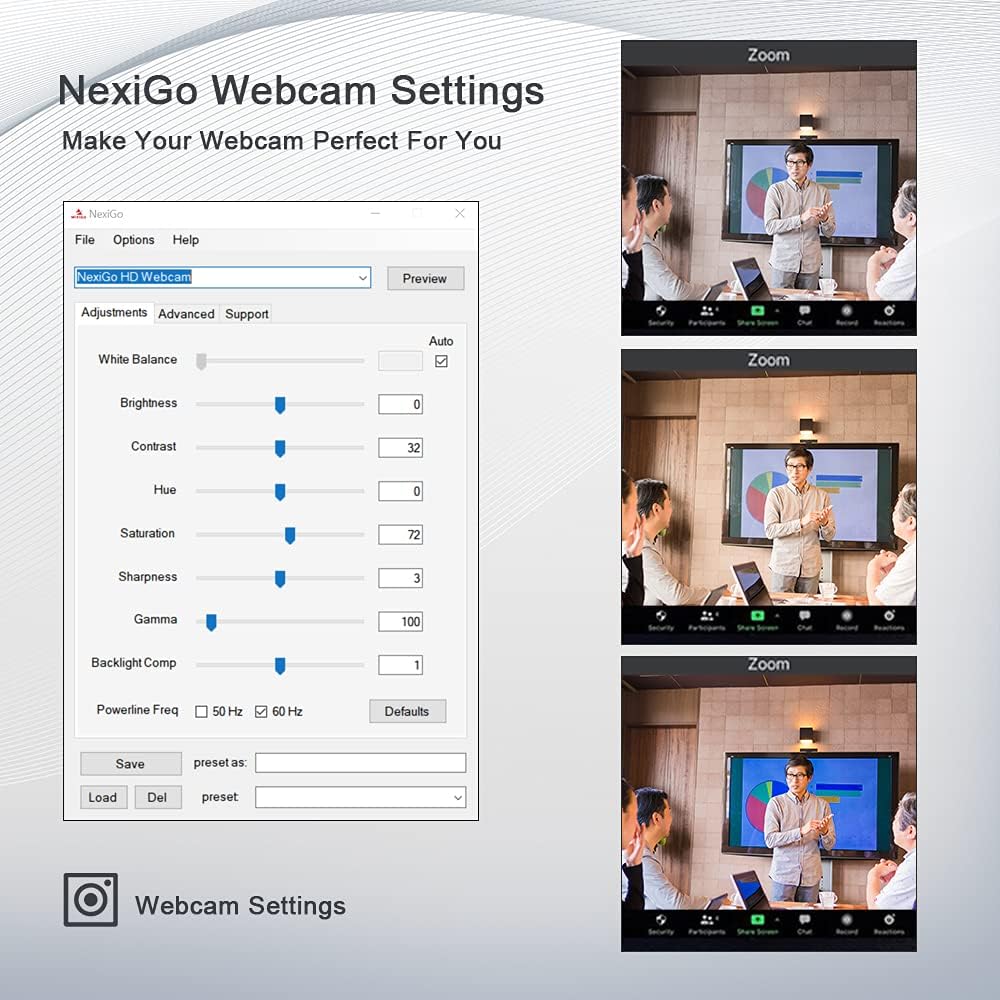 1080P 60FPS Webcam with Light, Dual Stereo Microphone, Pack of 2 M363536