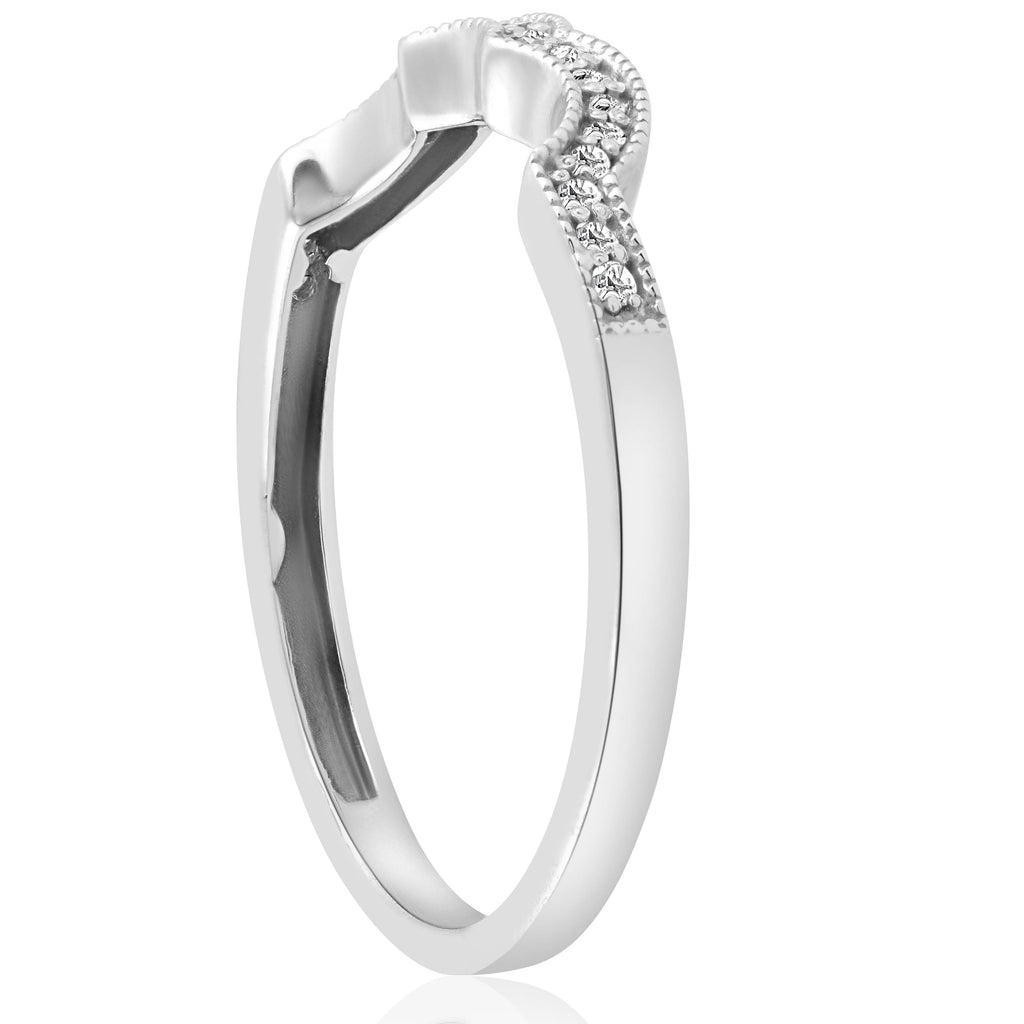14K White Gold Curved Wedding Ring C1010