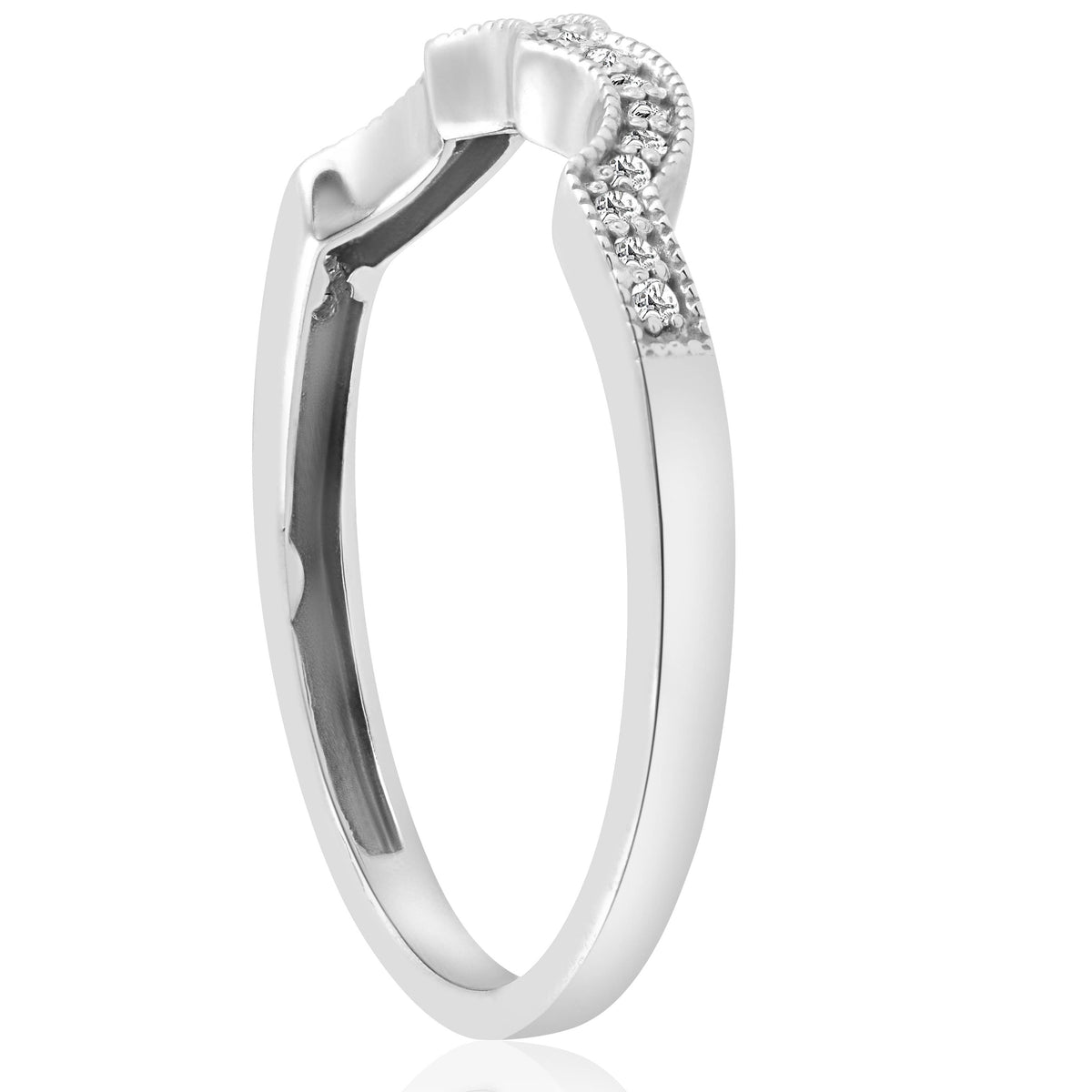 14K White Gold Curved Wedding Ring C1010