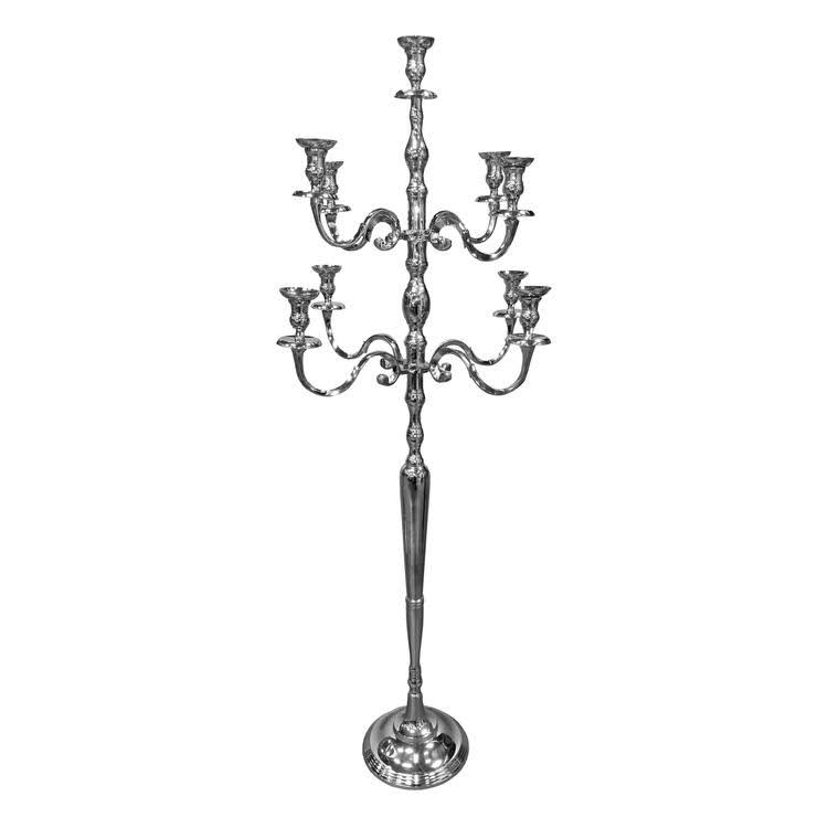 Silver Metal Candelabra 9 Candle Holders X160386
