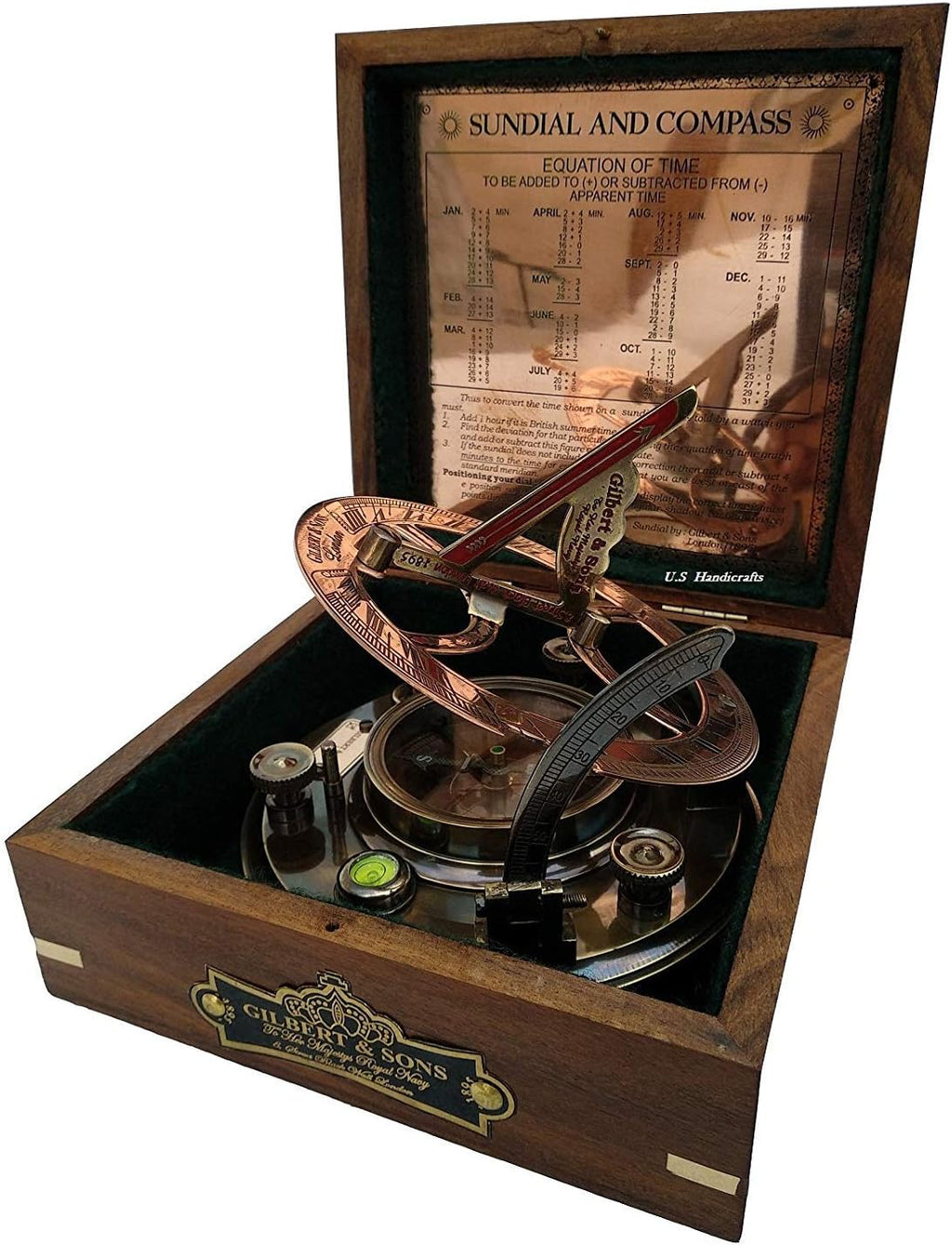 Brass Sundial with Rosewood Case, Pack of 2 M8220