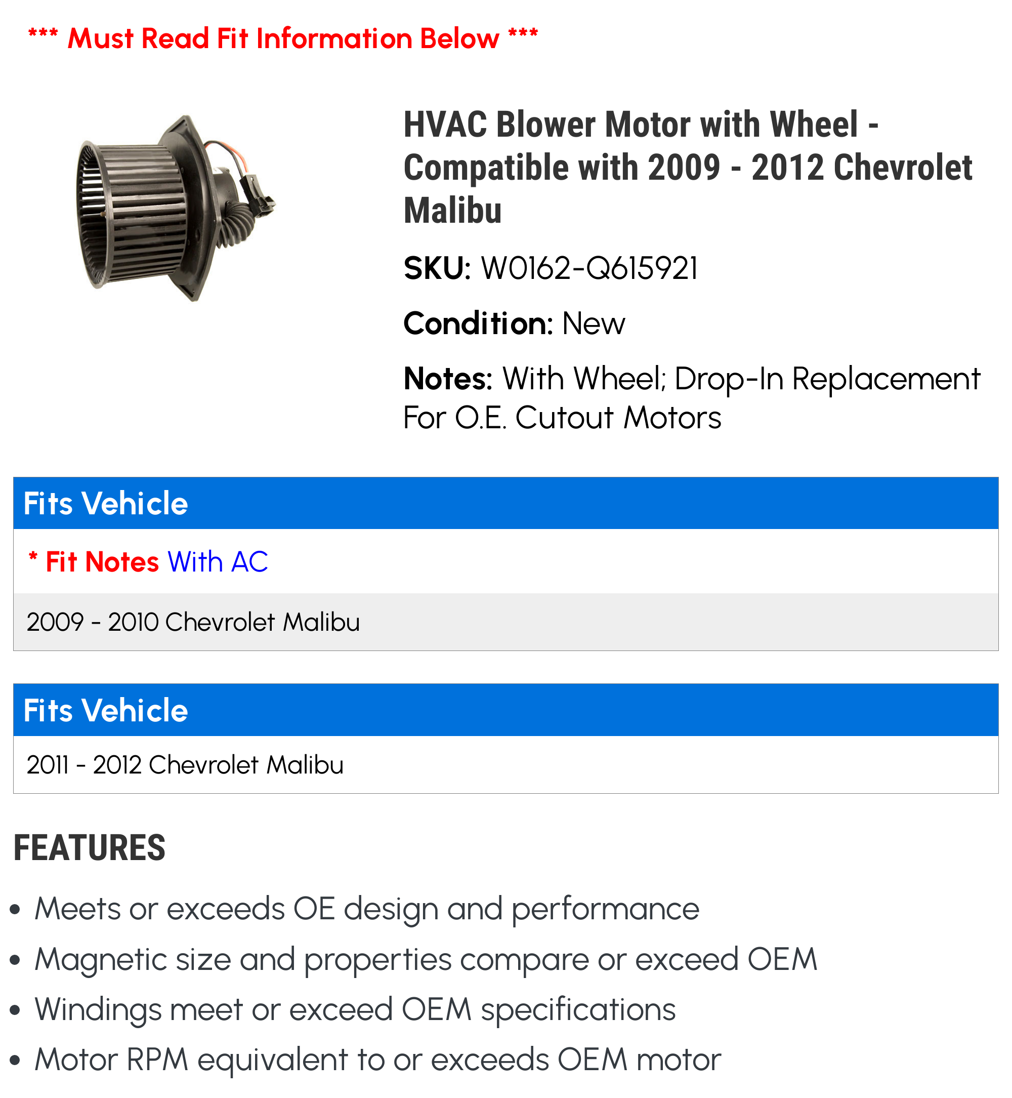 Heater Blower Motor with Wheel L41270