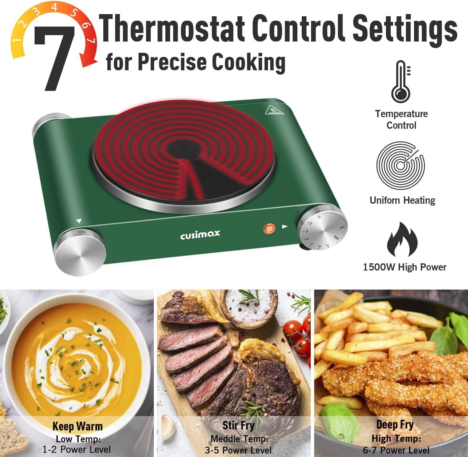 Green Cast Iron Single Burner Hot Plate Electric Burner, Pack of 2 G728057