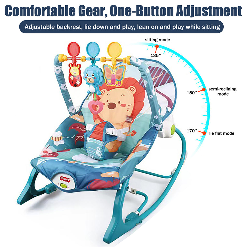 Blue Electric Baby Swing Bouncer Infant Seat with Music Hanging Toys X2126