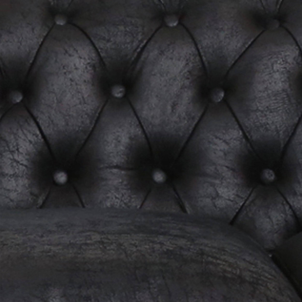 Black Chesterfield Tufted Microfiber Sofa with Scroll Arms P1753