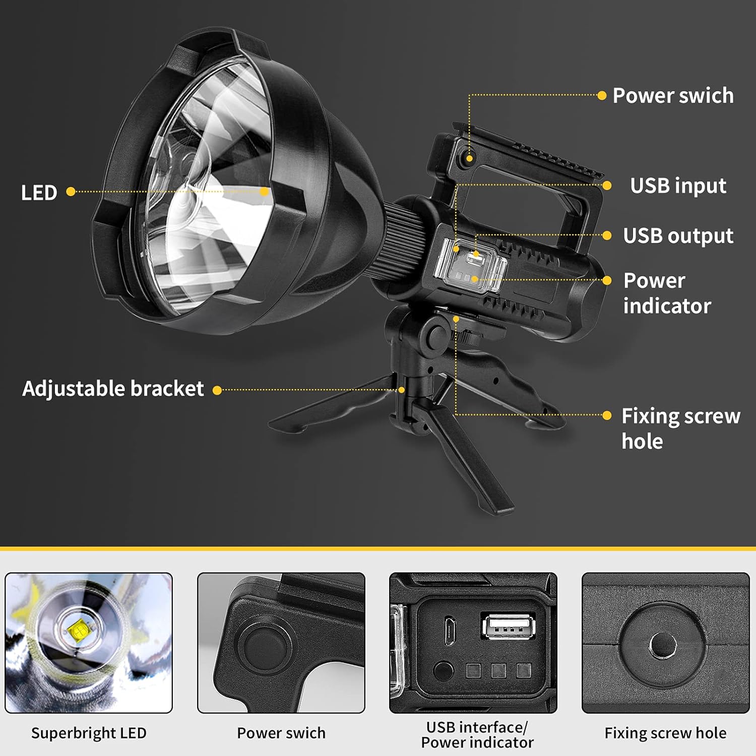 Rechargeable LED Spotlight Flashlight H772