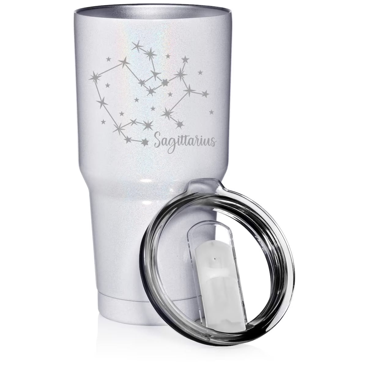 White Glitter 30 oz Stainless Steel Vacuum Insulated Tumbler B94844