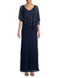 Navy Sequined V Neck Formal Dress A530984
