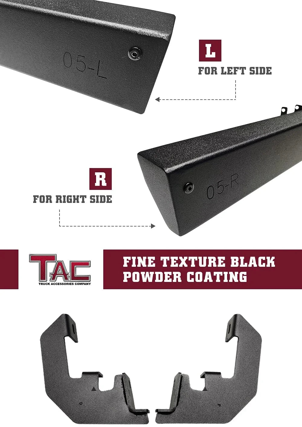 Black Fine Texture Side Steps Nerf Bars Running Boards E965