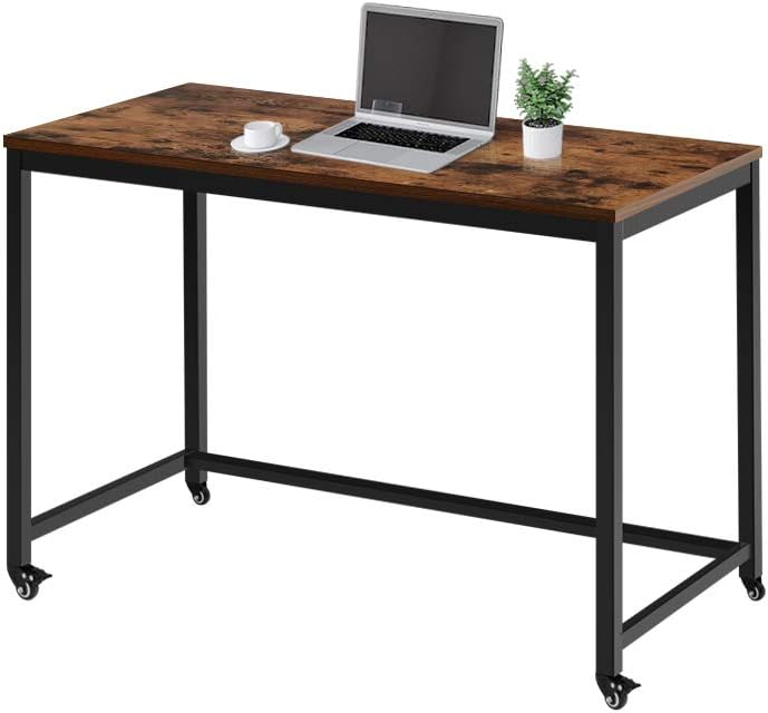 Walnut Desktop White Frame Folding Laptop Desk 39.4 Inch Pack of 2 X980783