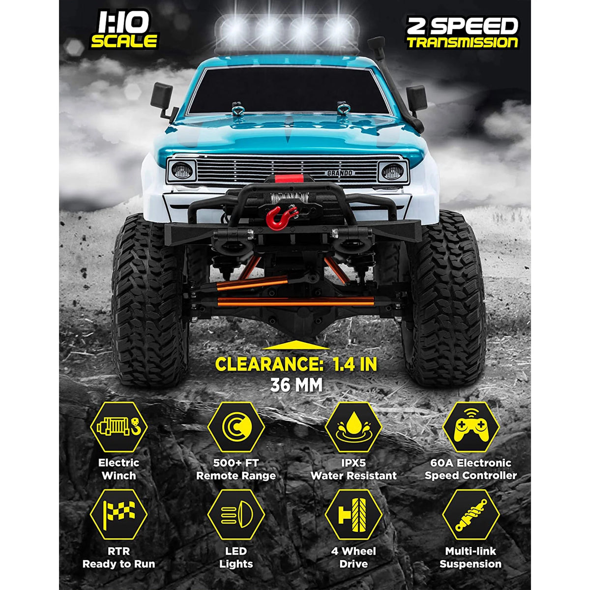 Blue-Green 1:10 Scale RTR RC Rock Crawler Q4096