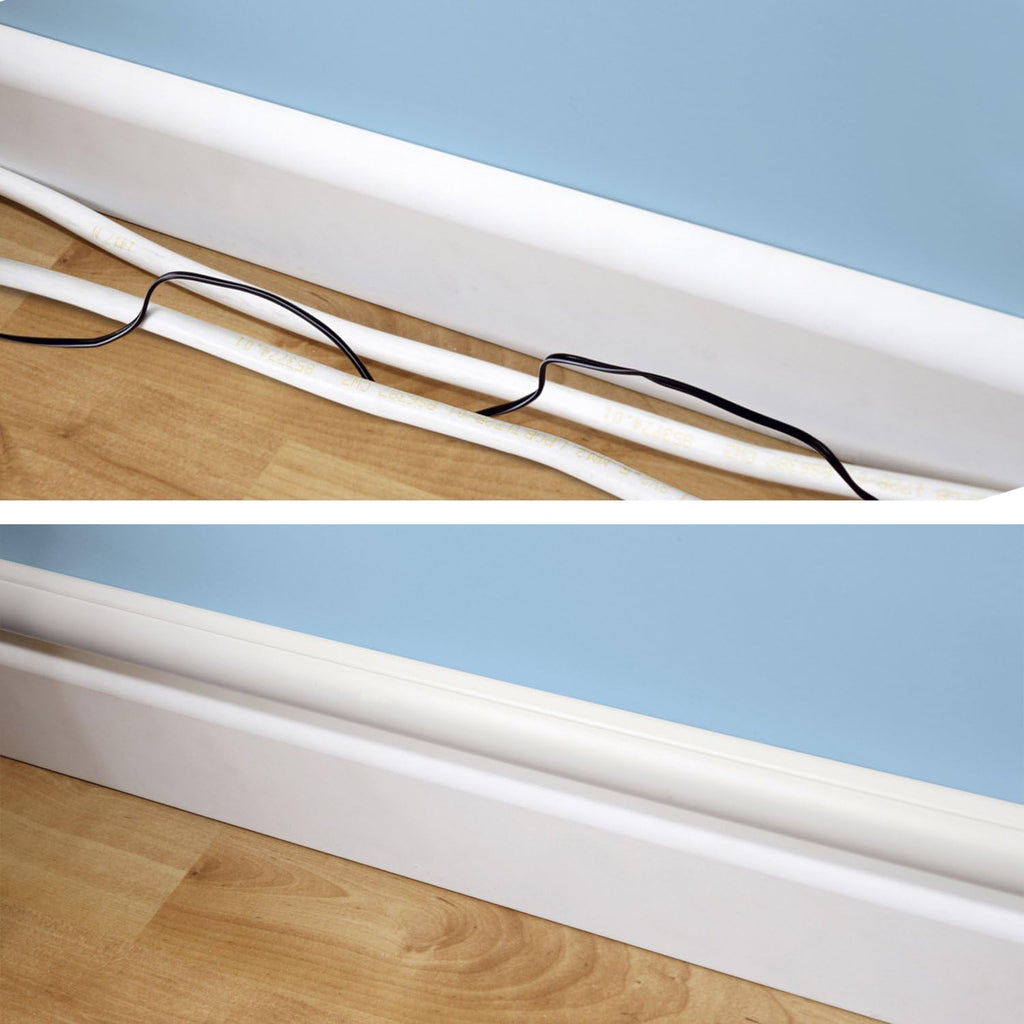 White Cord Cover Kit, Half Round Cable Raceway, Self-Adhesive Cord Hider, 40' Pack of 2 Z936236