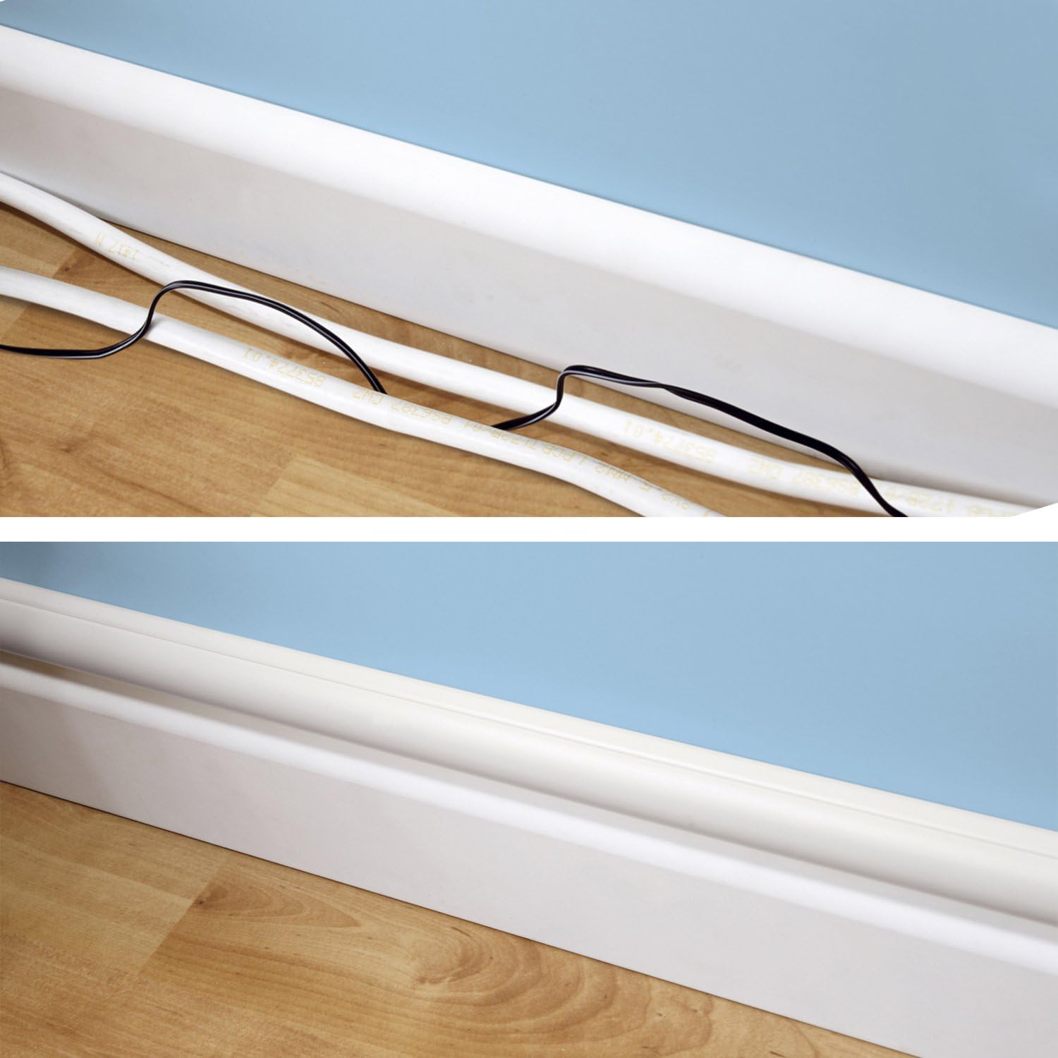 White Cord Cover Kit, Half Round Cable Raceway, Self-Adhesive Cord Hider, 40' Pack of 2 Z936236