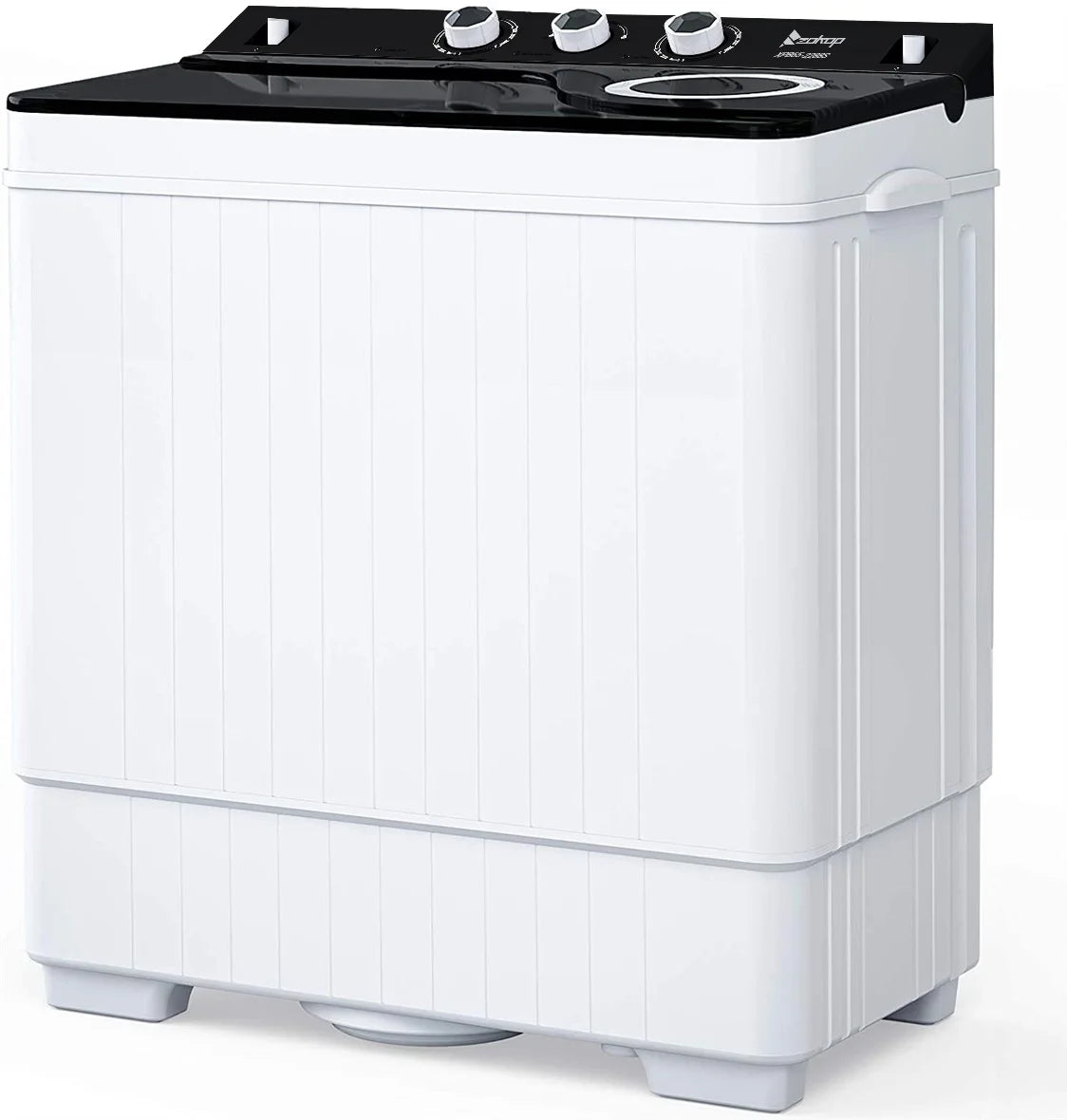 Semi-automatic Twin Tub Washing Machine with Built-in Drain Pump, 26Lbs, White&Black U729347