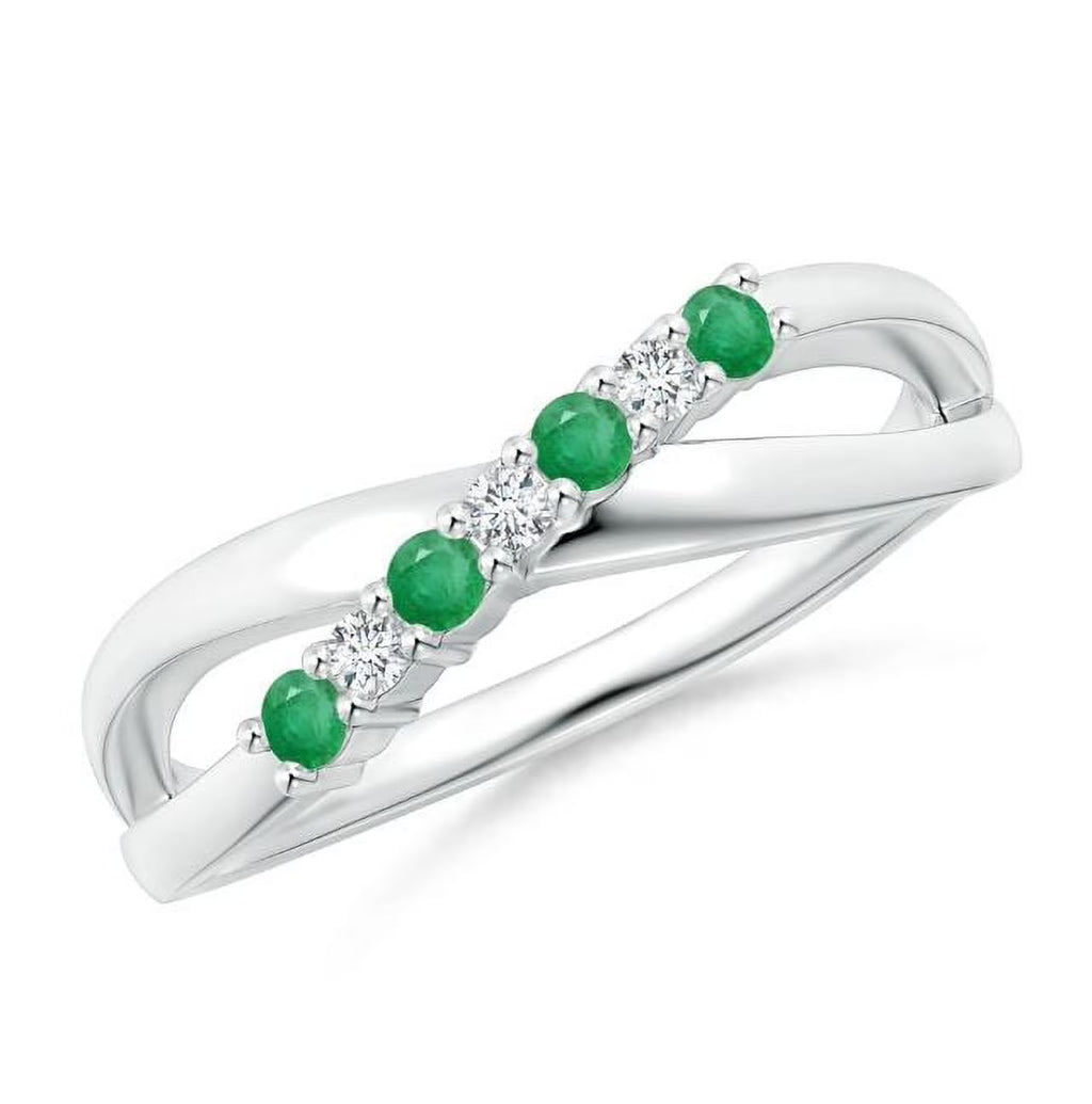 Green Emerald CZ Eternity Band Ring 925 Sterling Silver F6479