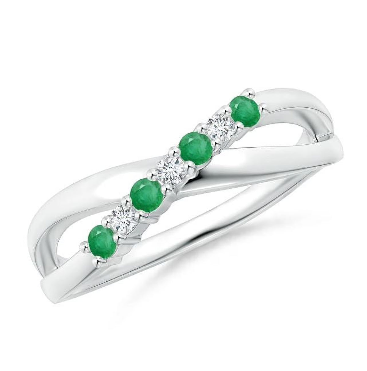 Green Emerald CZ Eternity Band Ring 925 Sterling Silver F6479