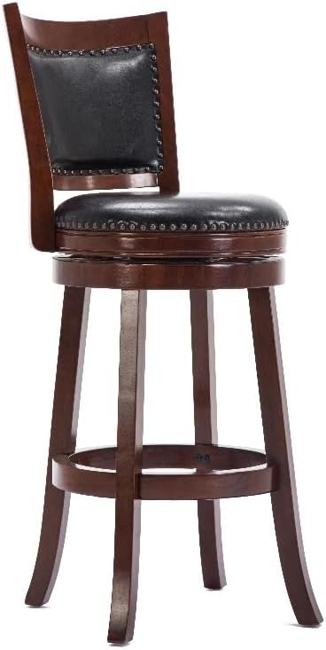 29" Mid-Century Faux Leather Swivel Stool F3266