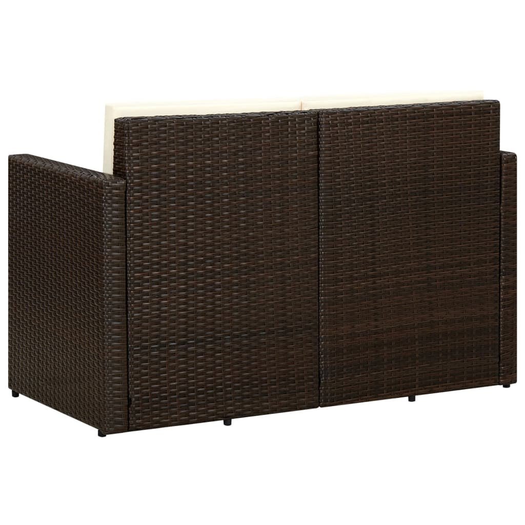Brown Poly Rattan 2 Seater Outdoor Sofa with Cushion M605177