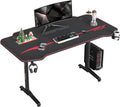 Red Gaming Desk with Carbon Fiber Surface Cup Holder & Headphone Hook X167