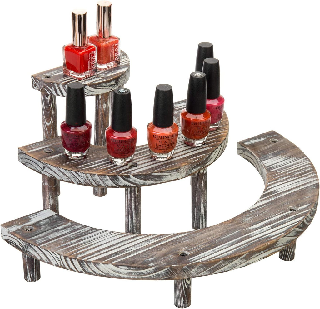 3 Tier Rustic Torched Wood Semicircle Cupcake Stand I682510
