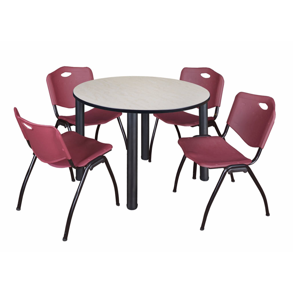48 in. Round Breakroom Table with 4 Stack Chairs L1684