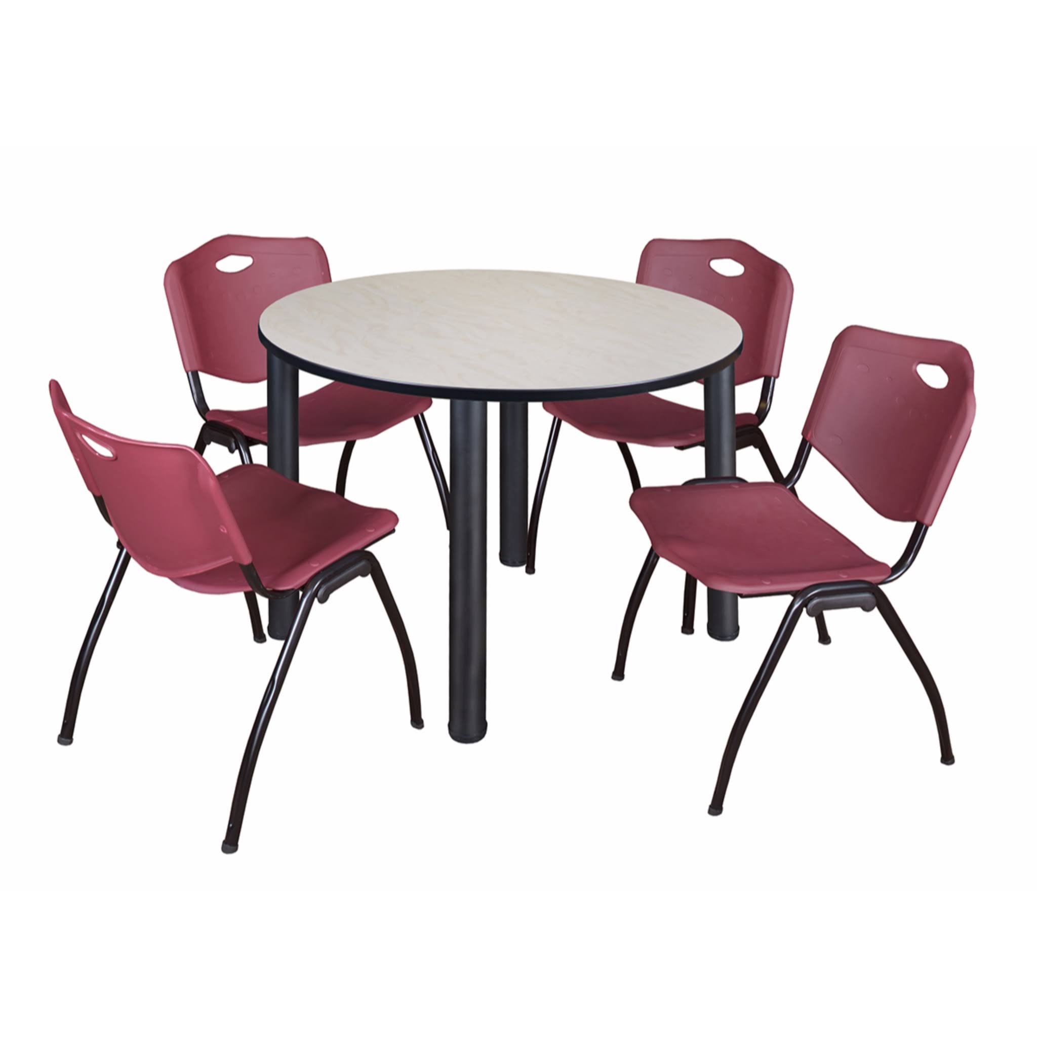 48 in. Round Breakroom Table with 4 Stack Chairs L1684