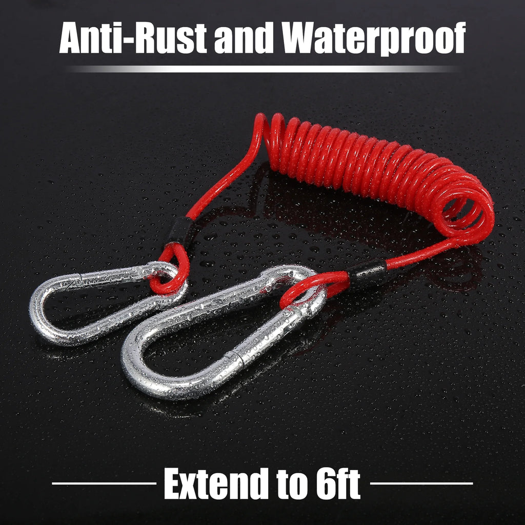 4pcs RV Trailer Breakaway Brake Cable Spring Towing Coiled Wire Extend to 6ft Strap E32523