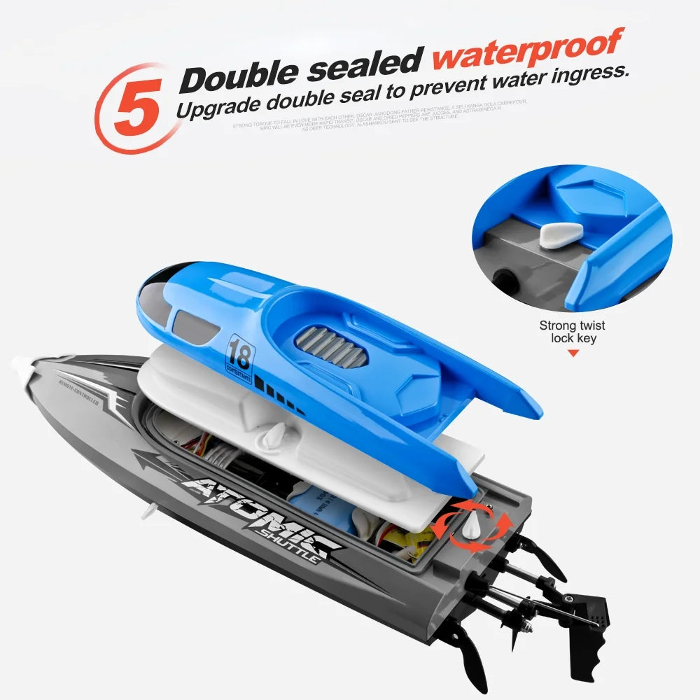 RC Boat Remote Control Boat 30KM/H IPV7 Waterproof 2.4GHz 4 Channel Racing Boat Y989731