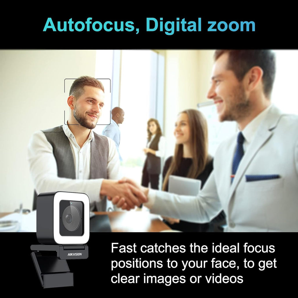 2K HD Webcam with Light Microphone, 2 Built-in Noise Reduction Mics, Autofocus, 30fps Type C USB2.0, Tripod Pack of 2 D55763