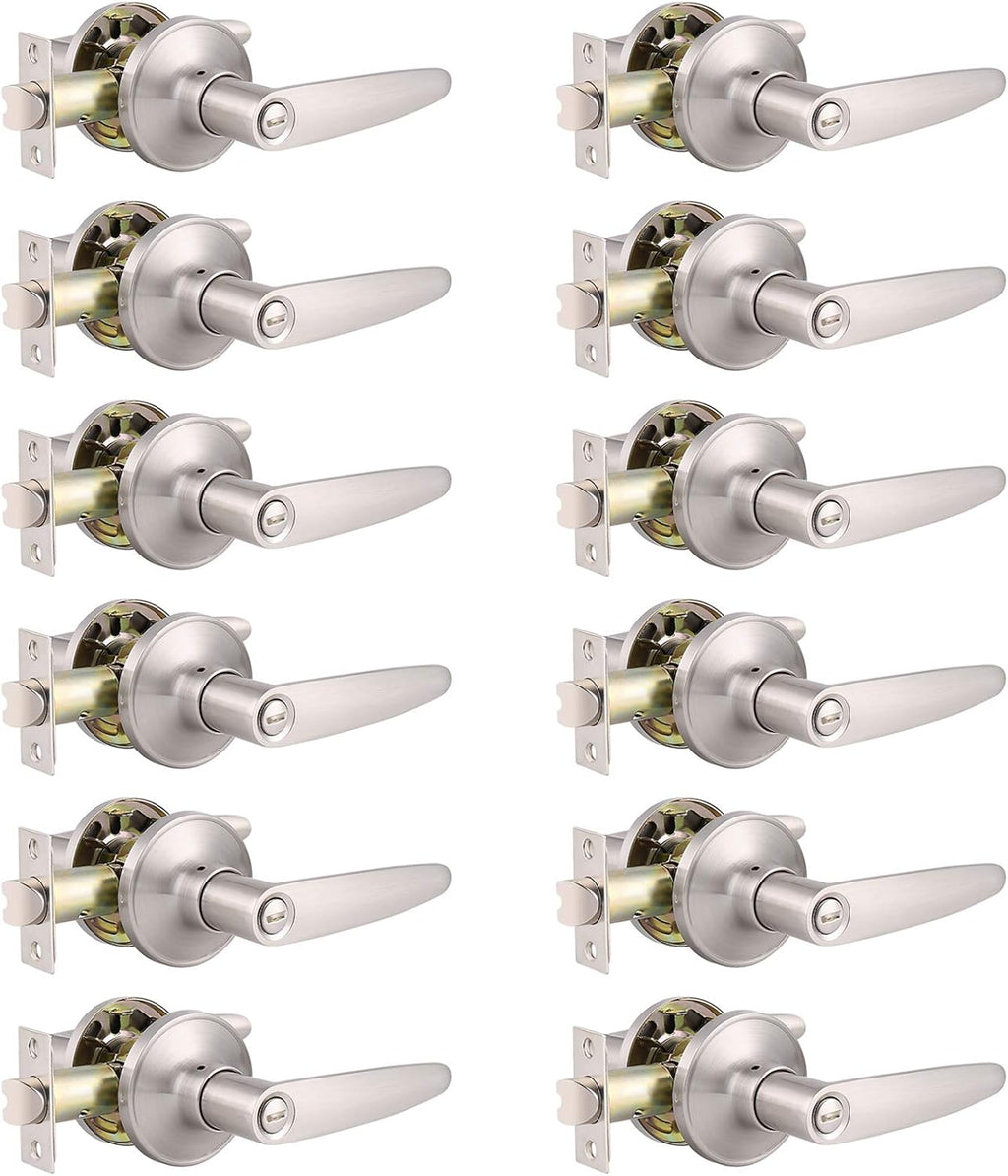 Satin Nickel Privacy Door Lever Handleset 4 Pack Z586