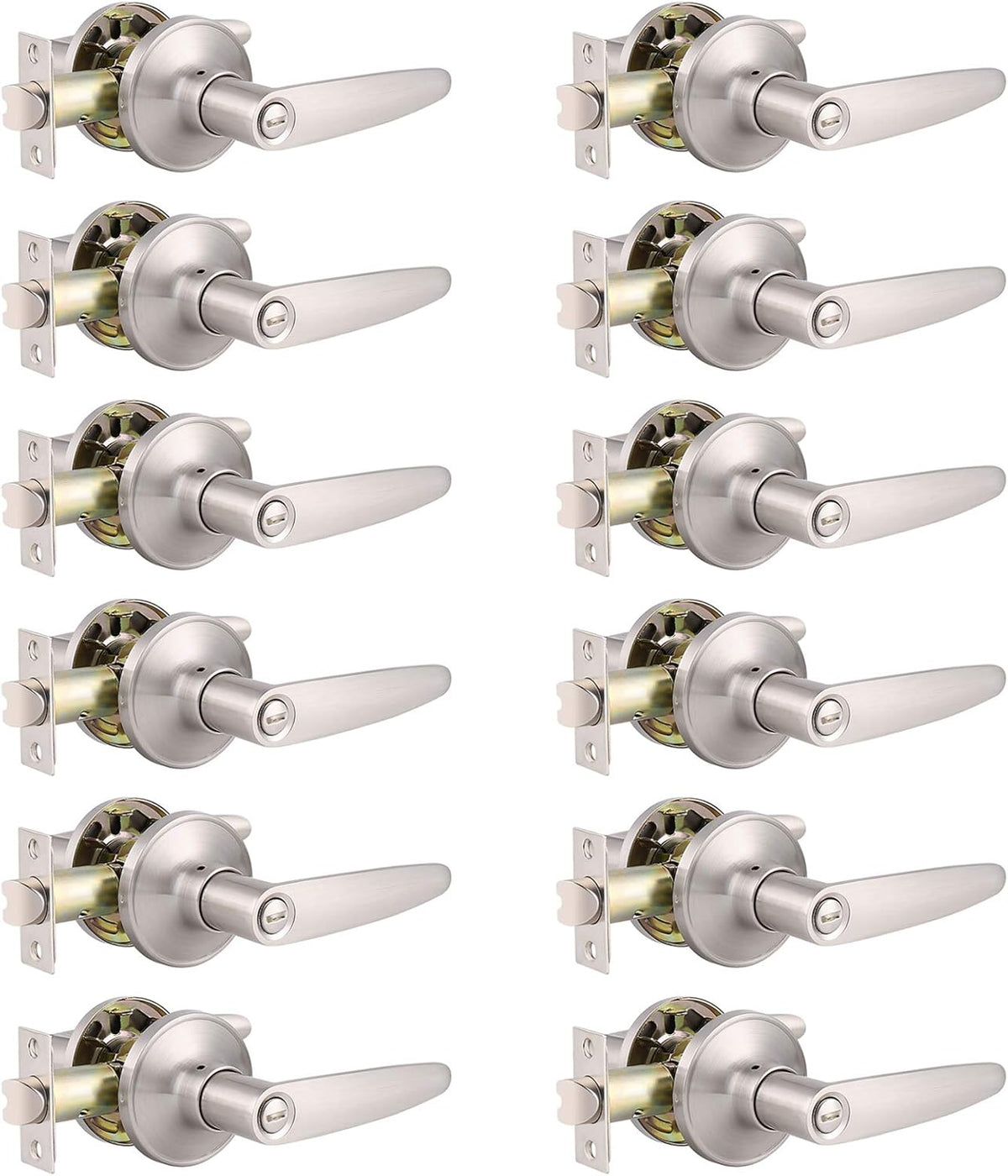 Satin Nickel Privacy Door Lever Handleset 4 Pack Z586