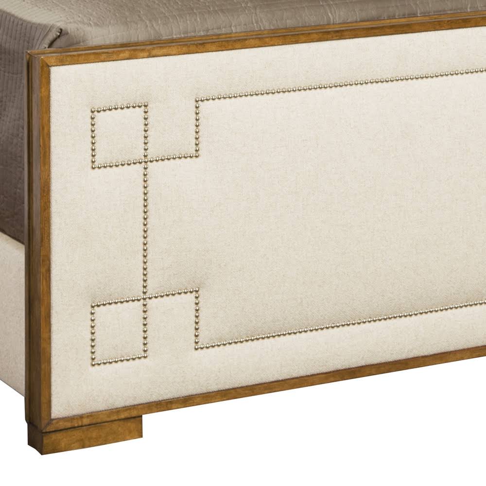 Dark Caramel Queen Upholstered Panel Bed Y3956