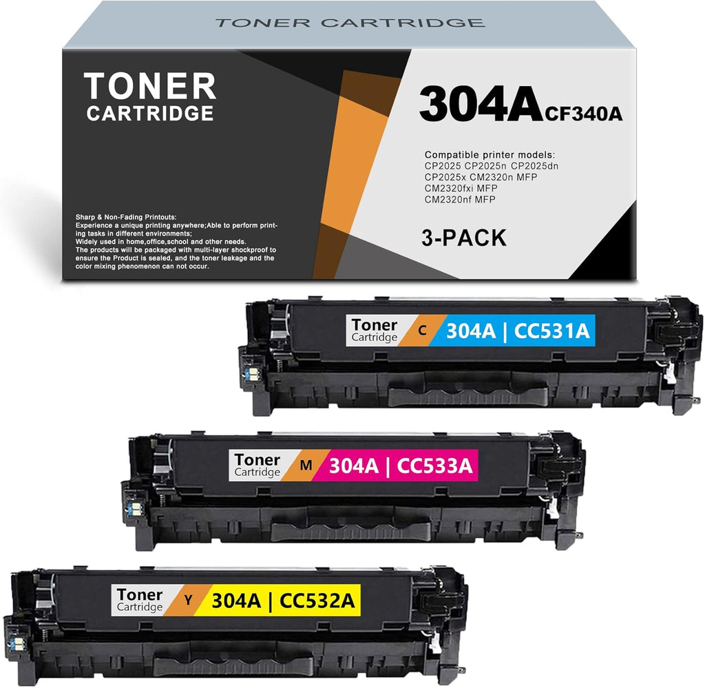 3 Pack Toner Cartridge for HP CP2025 CM2320 Printer U223