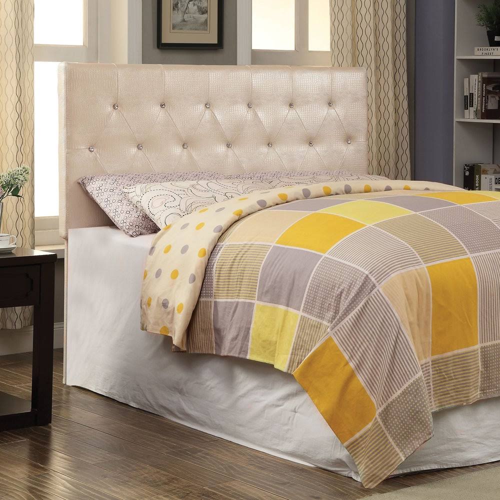 Black Faux Leather Button-Tufted Headboard Q571