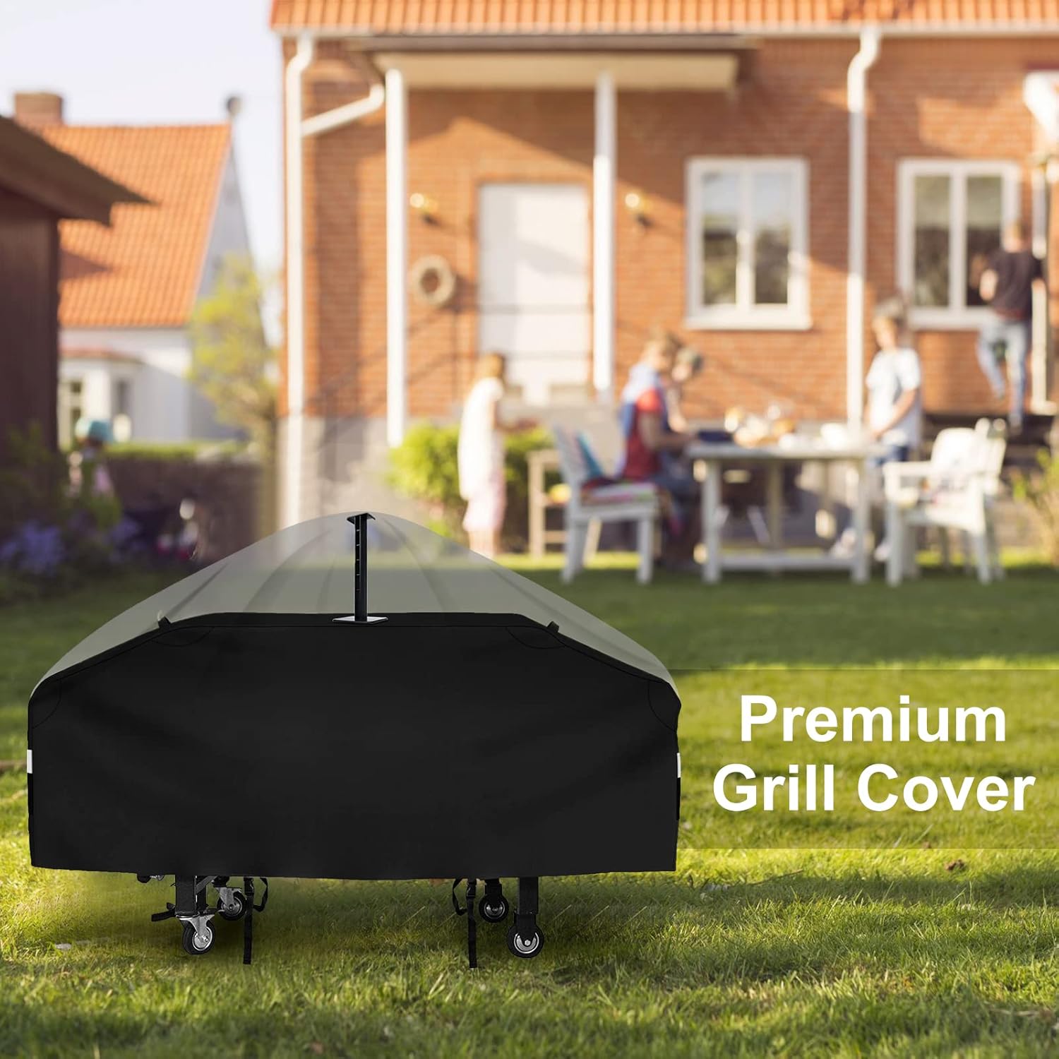 Black 600D Waterproof Griddle Cover with Support Pole K368744