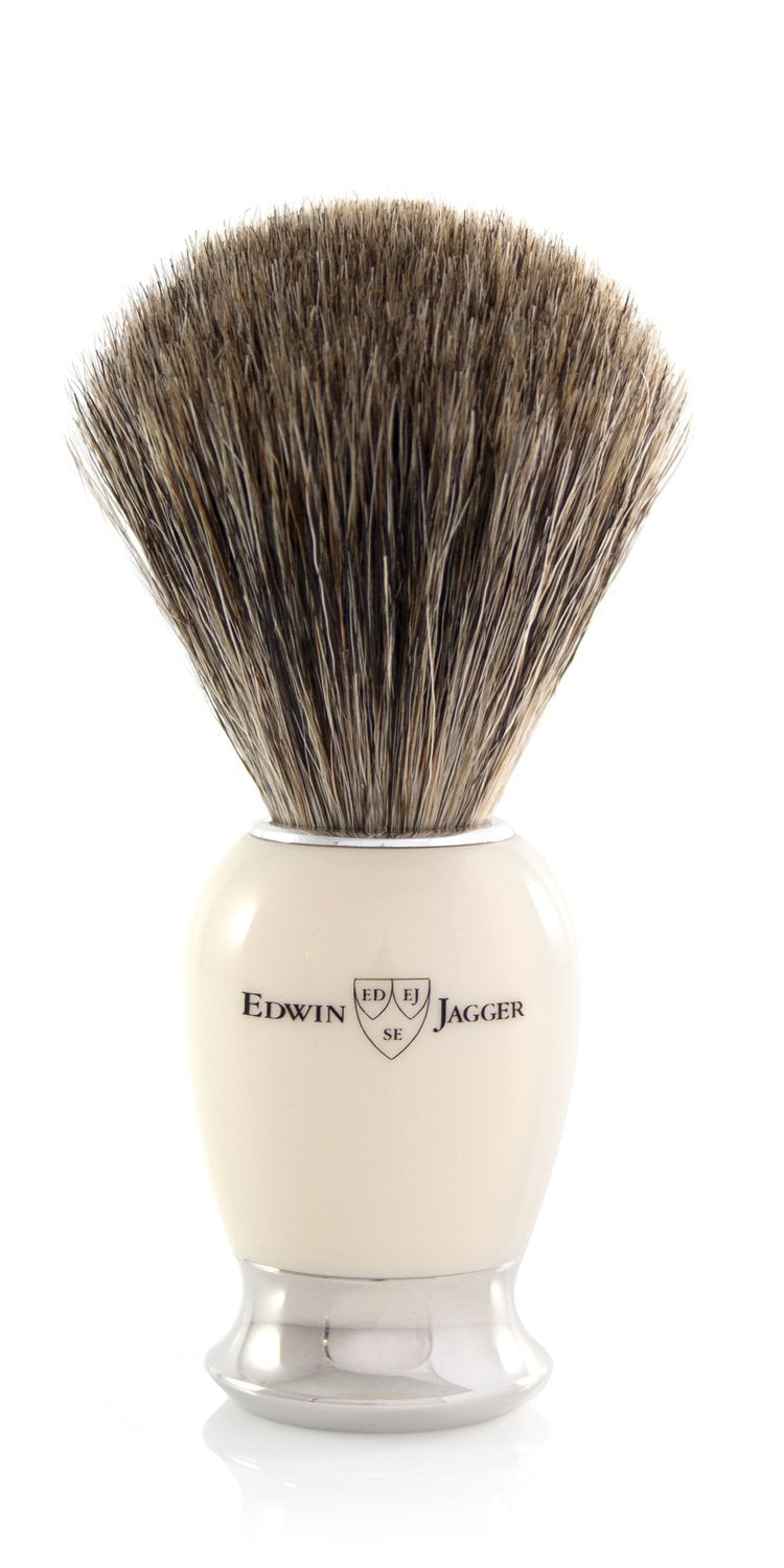Simulated Horn Pure Badger Hair Shaving Brush with Nickel Plated Collar and End Cap Pack of 2 T519