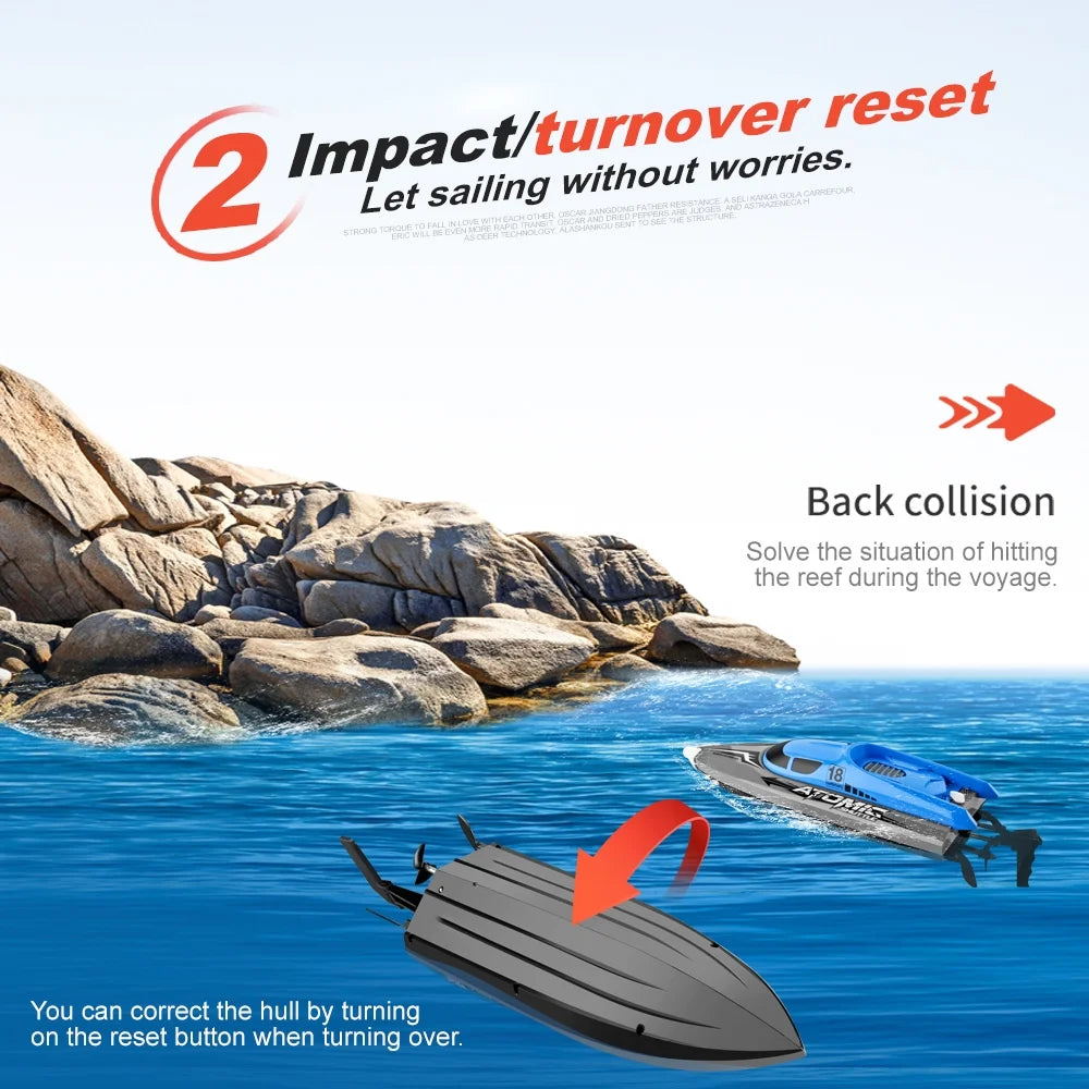 RC Boat Remote Control Boat 30KM/H IPV7 Waterproof 2.4GHz 4 Channel Racing Boat Y989731