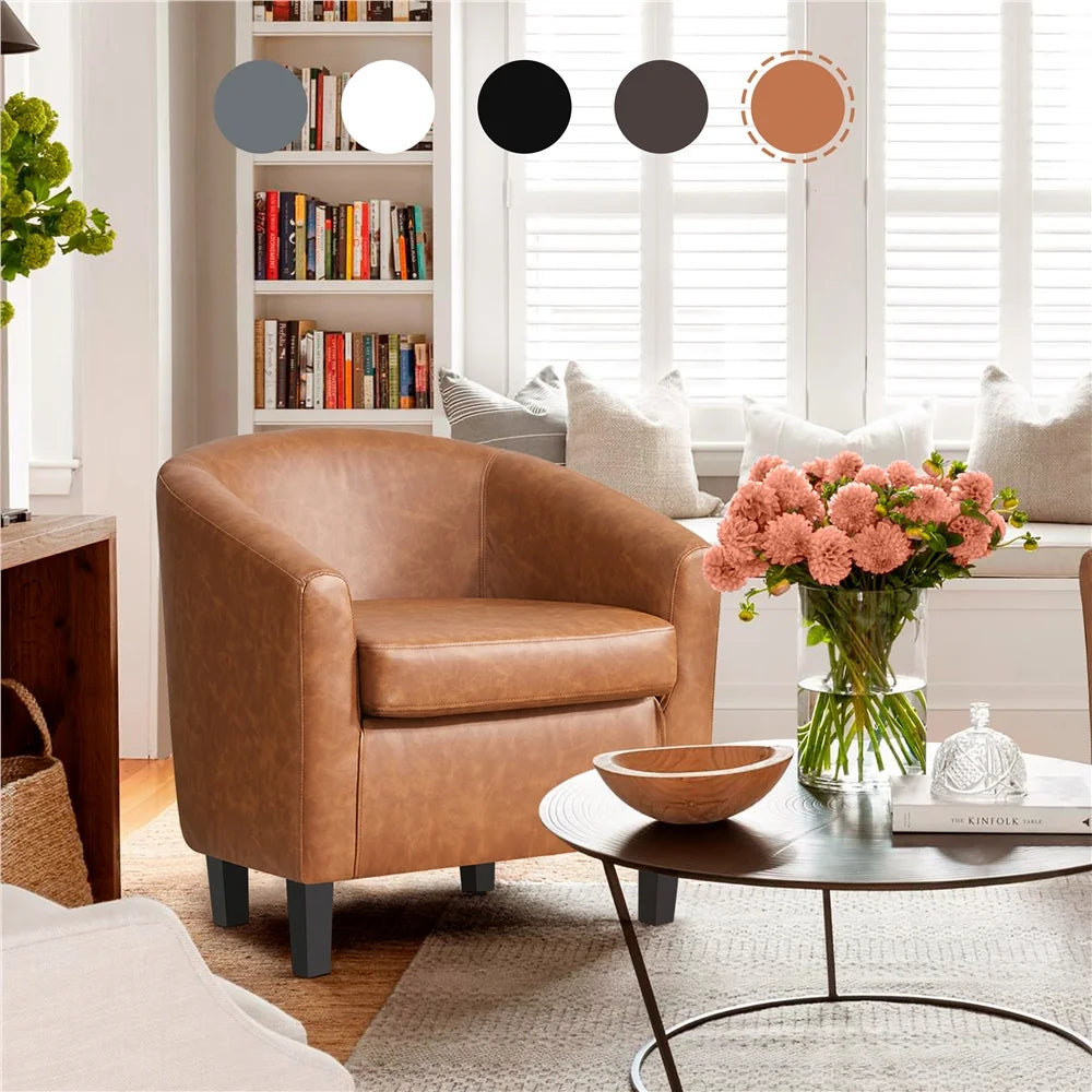 Brown Faux Leather Accent Chair X12042